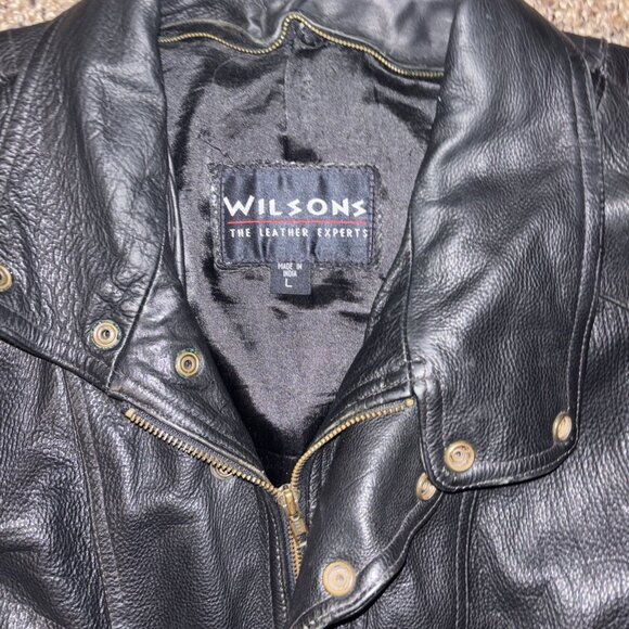 Wilsons Leather Men’s Black Genuine Leather Zip Jacket Size Large - Picture 2 of 5